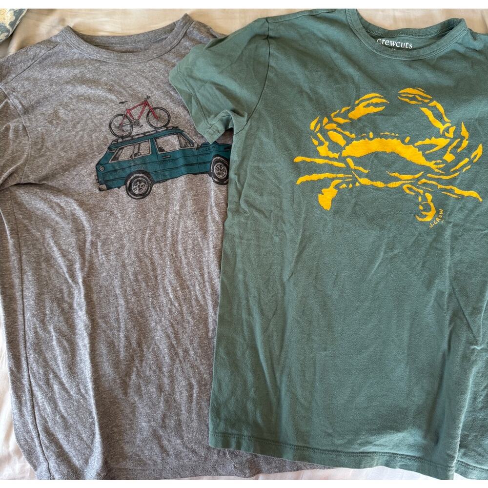 Crewcuts Grey car and green crab shirt bundle Shirt 12- 14